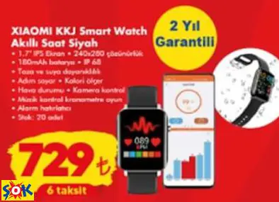 XİAOMİ KKJ SMART WATCH AKILLI SAAT SİYAH